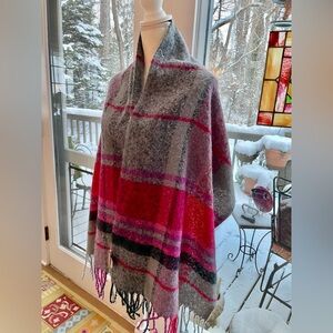 Juicy Couture Pink and Gray Plaid Shawl